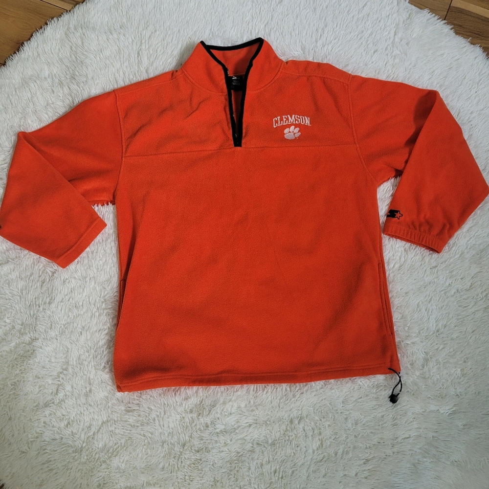Starter Clemson Tigers XL Navy Orange Fleece 1/4 Zip Pullover